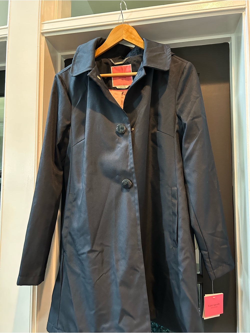 kate spade Navy Rain Coat with Pink Lining NWT